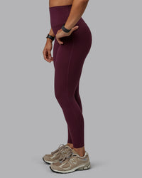 Woman wearing Elixir Ultra High-Rise Full Length Legging - Cherry Lacquer | Size:S