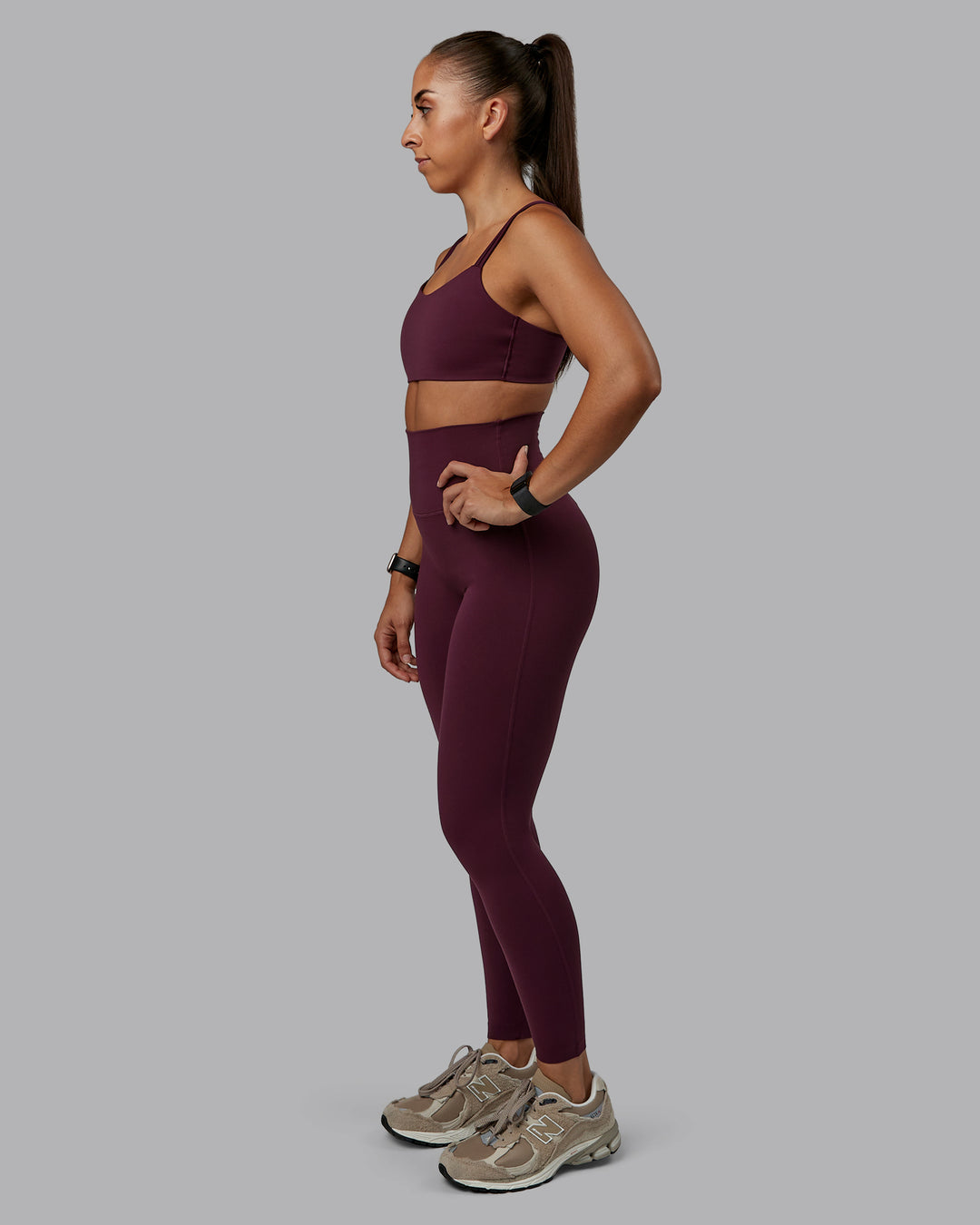 Woman wearing Elixir Ultra High-Rise Full Length Legging - Cherry Lacquer | Size:S