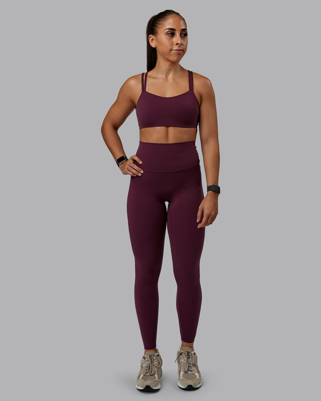 Woman wearing Elixir Ultra High-Rise Full Length Legging - Cherry Lacquer | Size:S