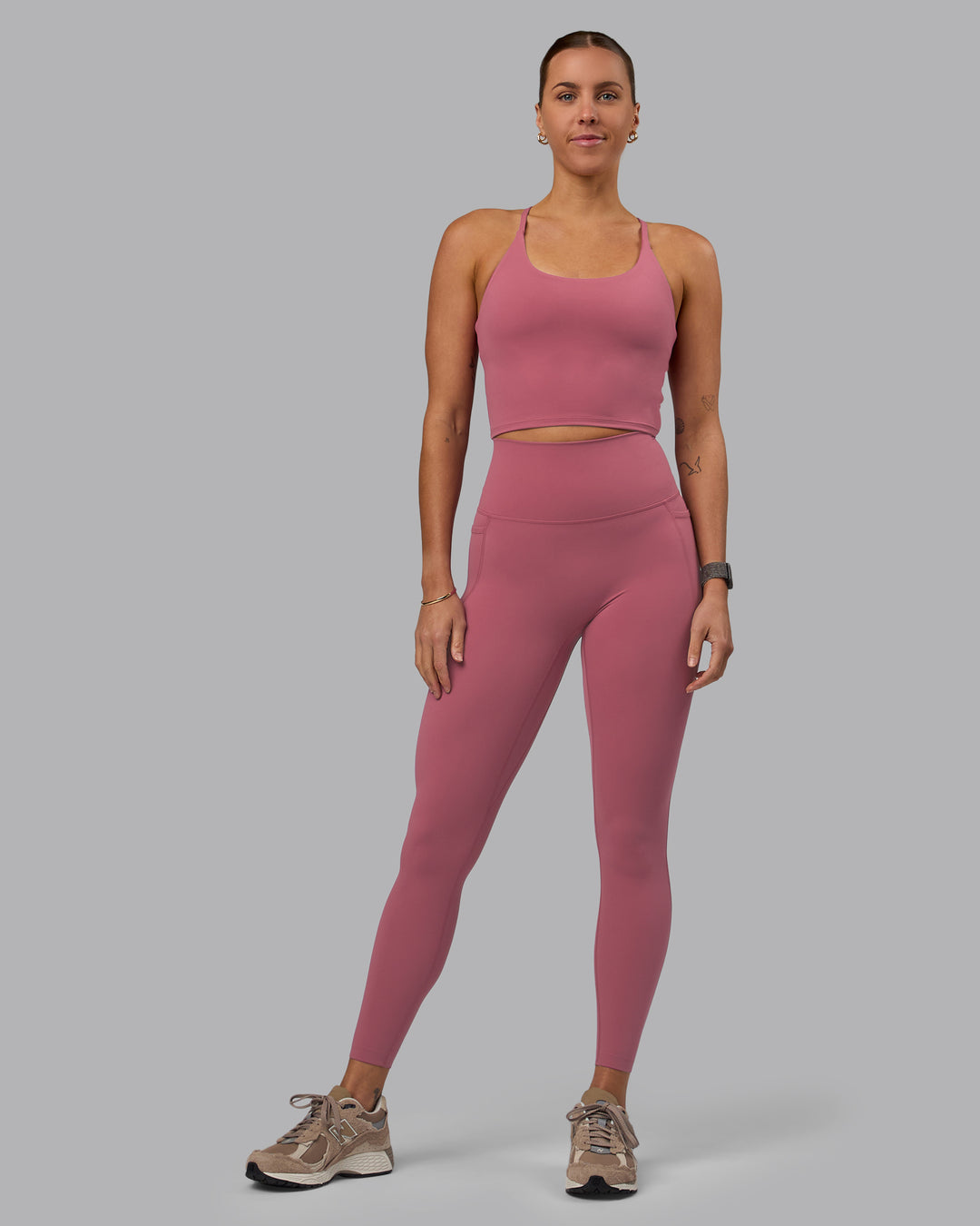 Woman wearing Elixir Ultra High-Rise Full Length Legging Pockets - Mauve Haze