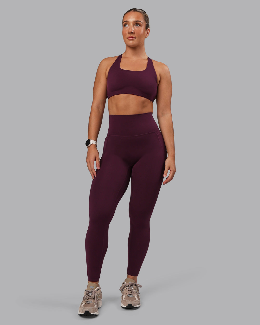 Woman wearing Elixir Ultra High-Rise Full Length Legging Pockets - Cherry Lacquer