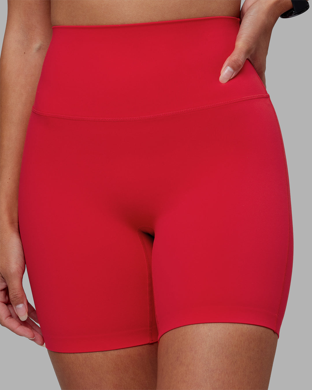 Woman wearing Elixir Ultra High-Rise 6&quot; Short - Scarlet | Model:Rhiley | Size:S