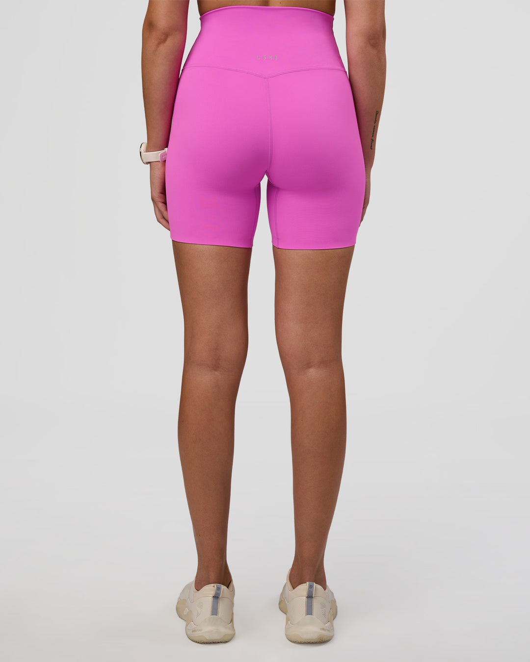 Woman wearing Elixir Ultra High-Rise 6&quot; Short - Ultra Fuchsia | Model:Myrte | Size:S