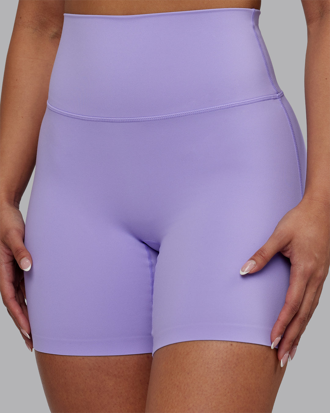 Woman wearing Elixir Ultra High-Rise 6&quot; Short - Violet Ray | Model:Ayla | Size:S