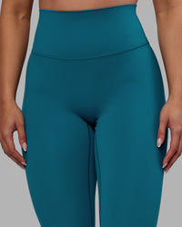 Woman wearing Elixir Ultra High-Rise Full Length Legging - Blue Coral | Model:Ayla | Size:S