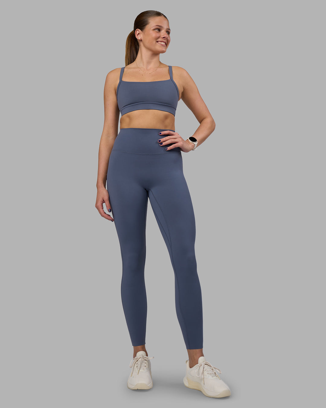 Woman wearing Elixir Ultra High-Rise Full Length Legging - Night Shadow | Model:Phoebe | Size:S