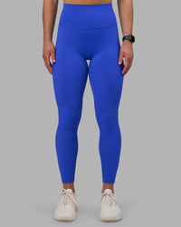 Woman wearing Elixir Ultra High-Rise Full Length Legging - Power Cobalt | Model:Keisha | Size:S