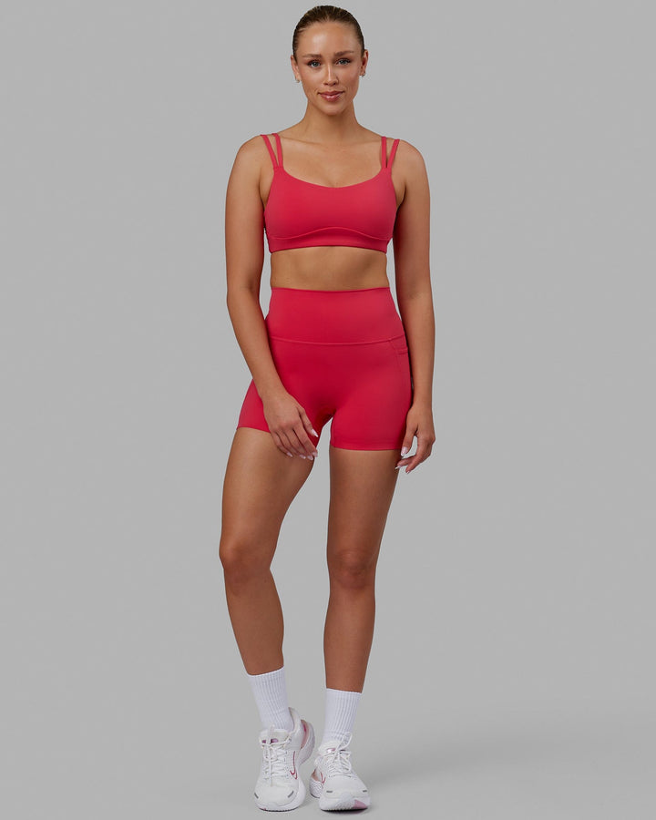 Woman wearing Elixir X-Short Tights With Pockets - Raspberry