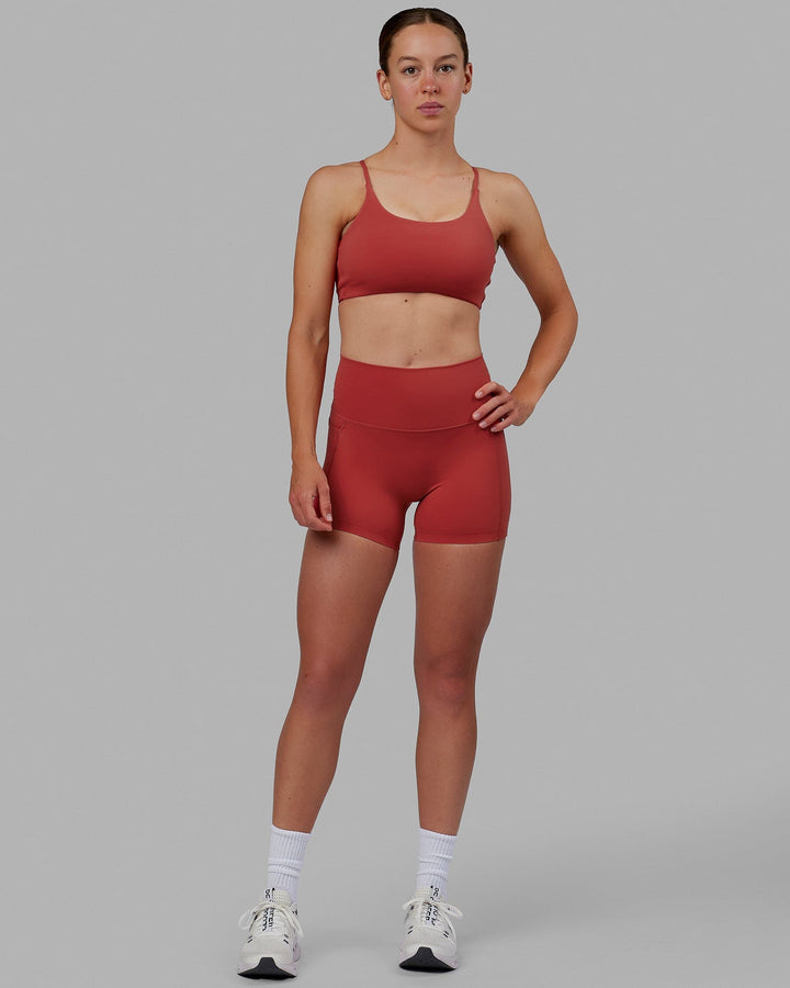 Woman wearing Elixir X-Short Tights With Pockets - Cardinal