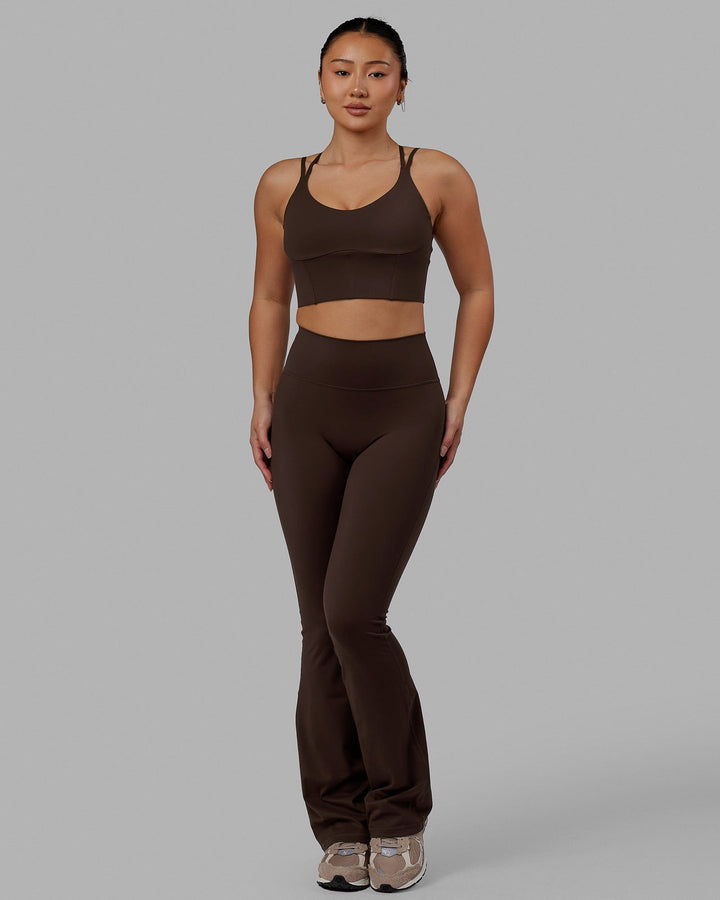 Woman wearing Empower Corset Bra - Dark Chocolate