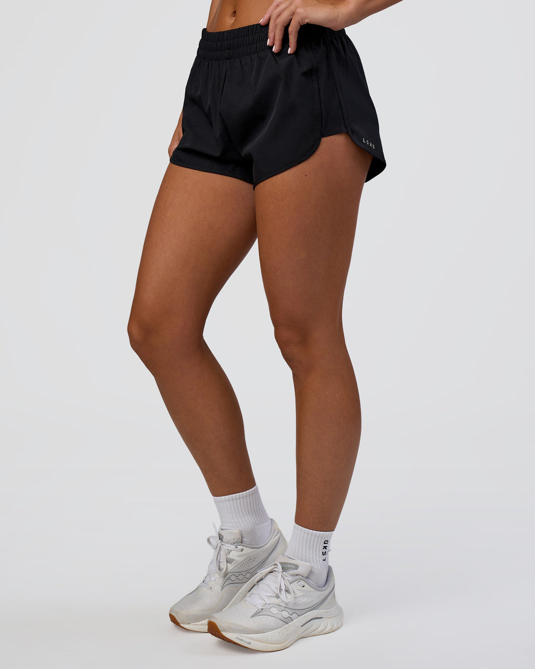 Woman wearing Energy 1.8" Training Short - Black | Model:Amity | Size:S