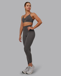 Woman wearing Essence Sports Bra - Dark Storm | Model:Hannah | Size:S