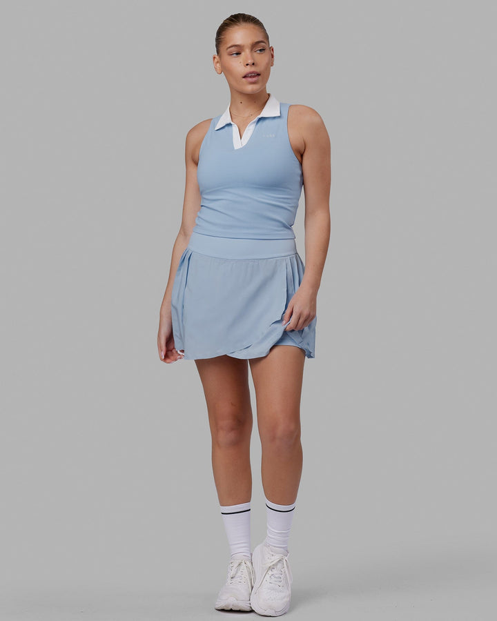 Woman wearing Fairway Collared Tank - Windsurfer-White