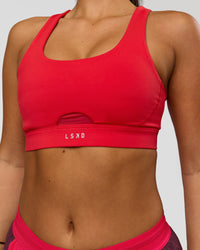 Woman wearing Fast Track Sports Bra Scarlet | Model:Bianca | Size:S |