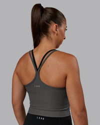 Woman wearing Flame Ribbed Tank in Dark Storm | Size:S | Model:Tylah