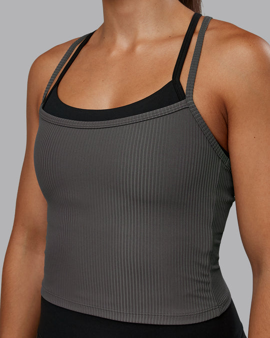 Flame Ribbed Tank - Dark Storm | LSKD