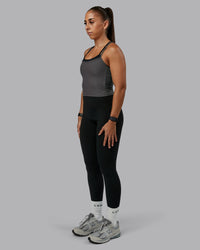 Woman wearing Flame Ribbed Tank in Dark Storm | Size:S | Model:Tylah