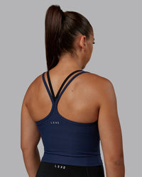 Woman wearing Flame Ribbed Tank in Future Navy | Size:S | Model:Tylah