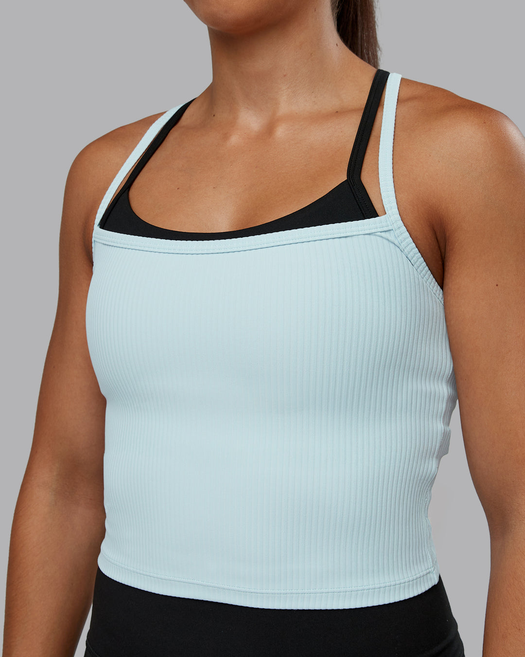 Woman wearing Flame Ribbed Tank in Skyride | Model:Tylah | Size:S