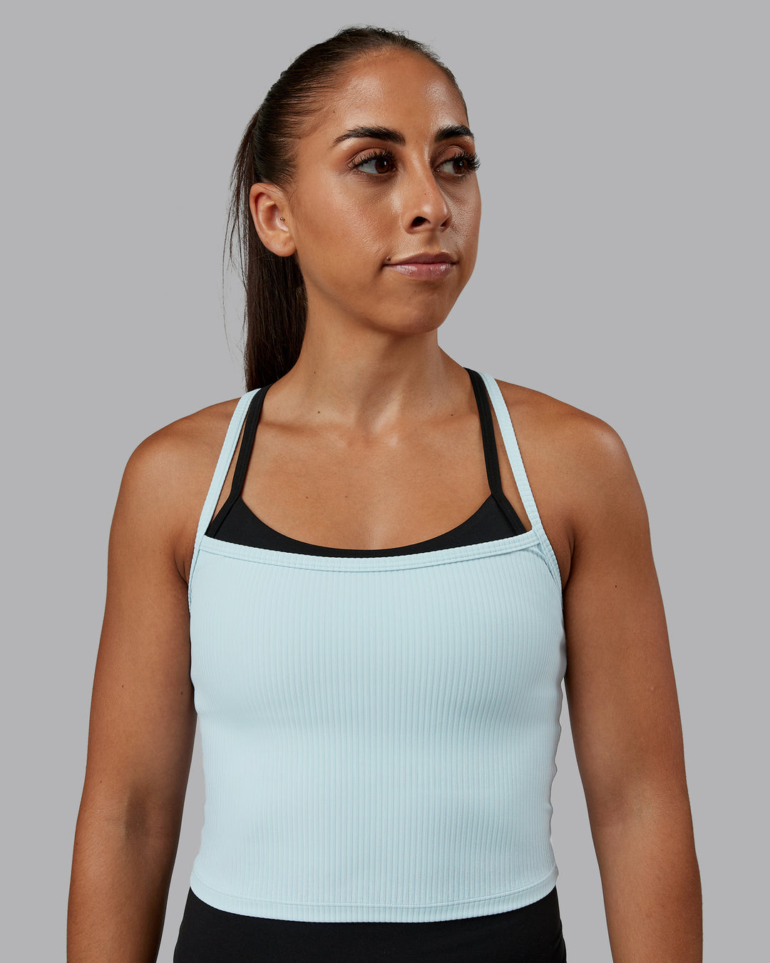 Woman wearing Flame Ribbed Tank in Skyride | Model:Tylah | Size:S