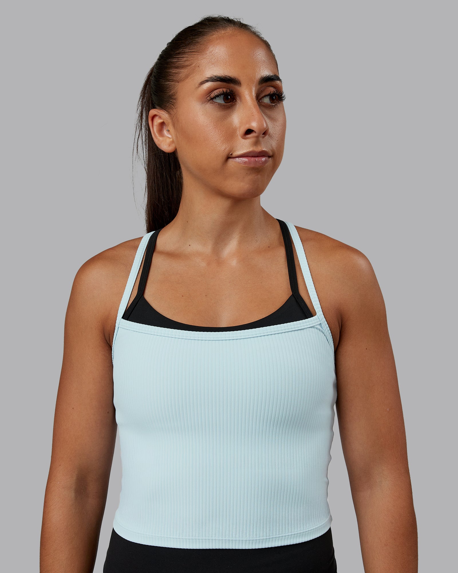 Woman wearing Flame Ribbed Tank in Skyride | Model:Tylah | Size:S