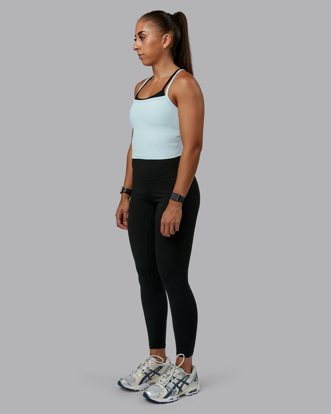 Woman wearing Flame Ribbed Tank in Skyride | Model:Tylah | Size:S