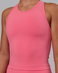 Woman wearing Flow Performance Tank - Pink Lemonade | Model:Charlize | Size:S