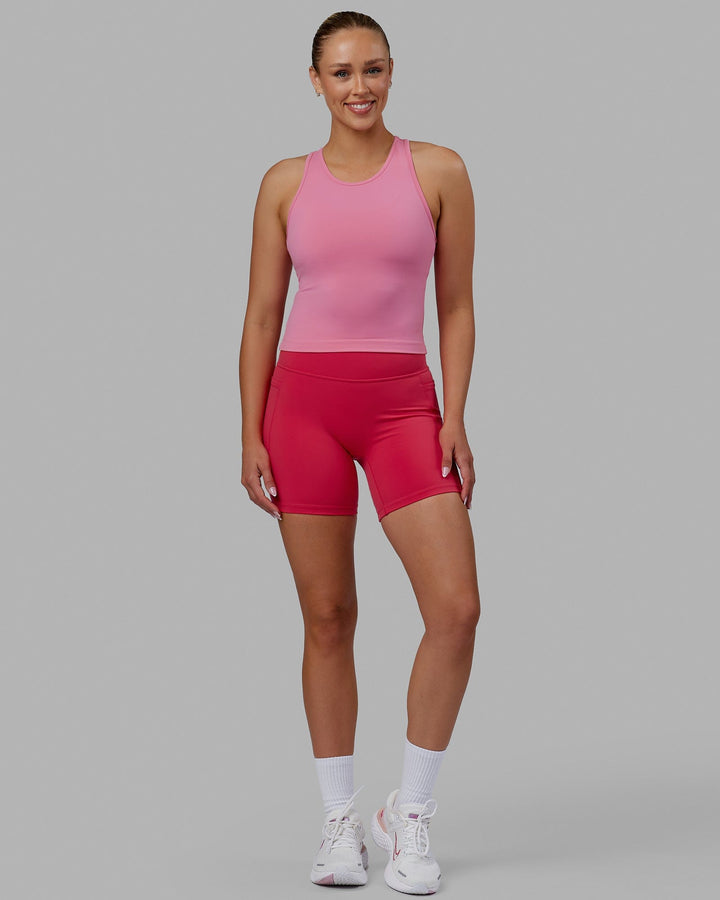 Woman wearing Flow Performance Tank - Pink Rose