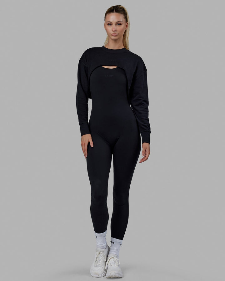 Woman wearing Force Cropped Sweater - Black