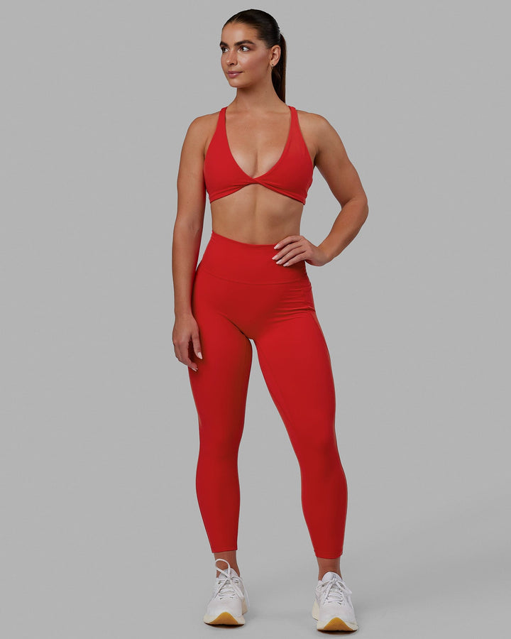 Woman wearing Fusion 7/8 Length Tights - Infrared