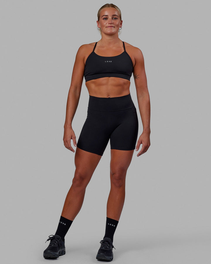 Woman wearing Fusion Mid Short Tights - Black-Black