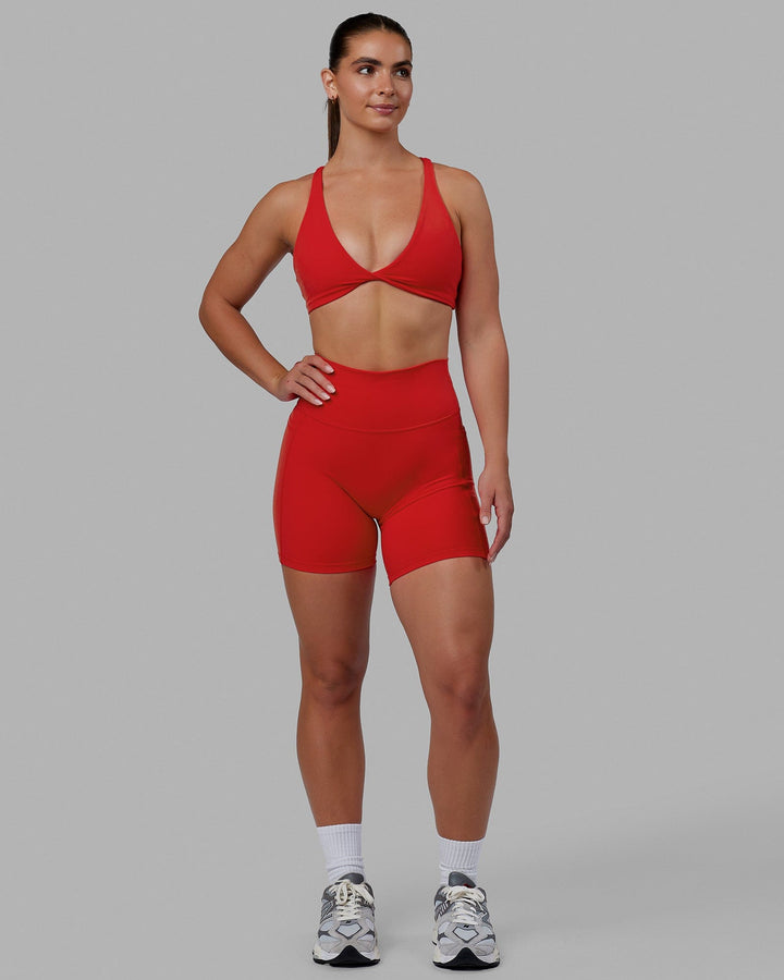 Woman wearing Fusion Mid Short Tights - Infrared