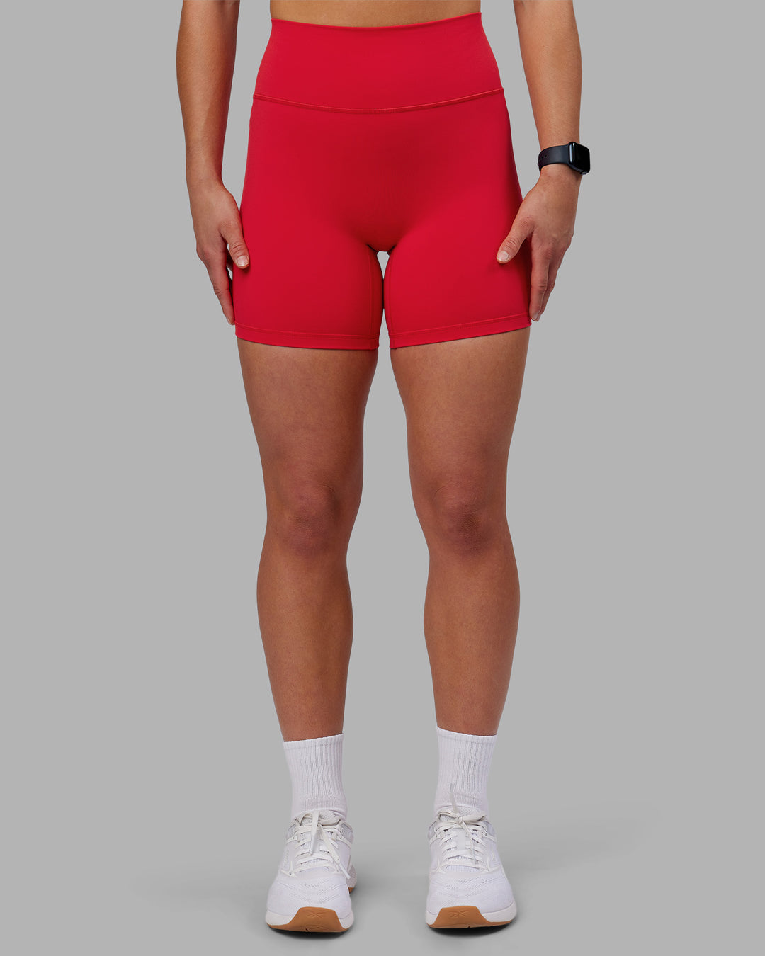 Woman wearing Fusion Ultra High-Rise 6&quot; Short - Scarlet | Model:Keisha | Size:S