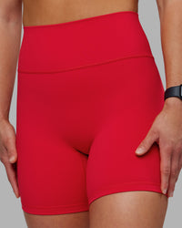 Woman wearing Fusion Ultra High-Rise 6" Short - Scarlet | Model:Keisha | Size:S