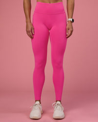 Woman wearing Fusion Ultra High-Rise Full Length Legging Pockets - Ultra Pink | Model:Hannah | Size:S
