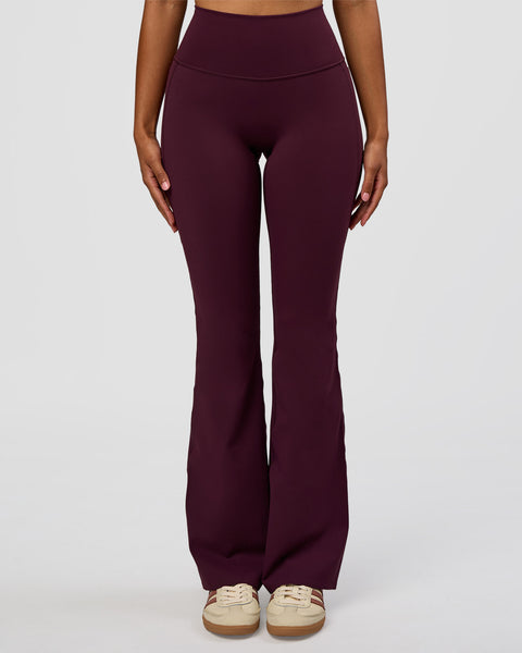 Fusion V-Contour High-Rise Flared Legging Pockets - Cherry Lacquer