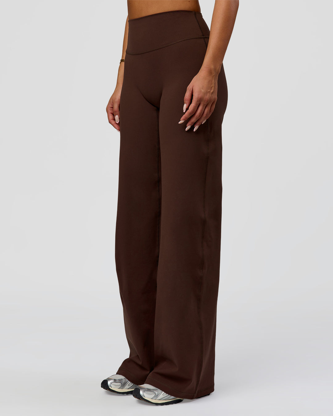 Woman wearing Fusion V-Contour High-Rise Pant - Hot Chocolate | Model:Bianca | Size:S