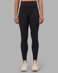 Woman wearing Fusion V-Contour Ultra High-Rise Full Length Legging Pockets - Black | Model:Charlize | Size:S