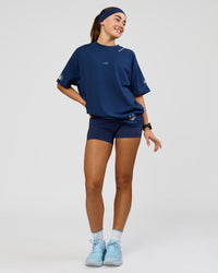 Woman wearing GG Heavyweight Oversized Tee - Future Navy | Model:Grace | Size:S