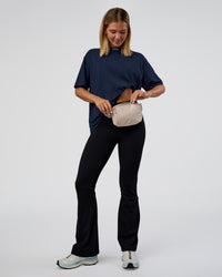 Woman wearing Go-To FLXCotton Oversized Deviation Tee - Future Navy-White | Model:Amity | Size:S