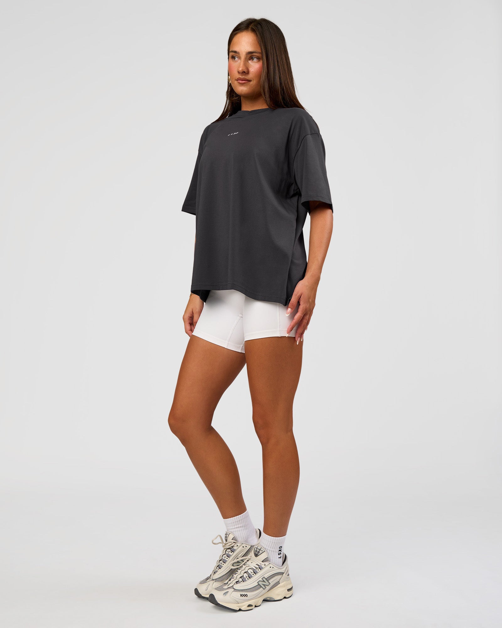 Go-To FLXCotton Oversized Tee - Dark Storm-White | LSKD