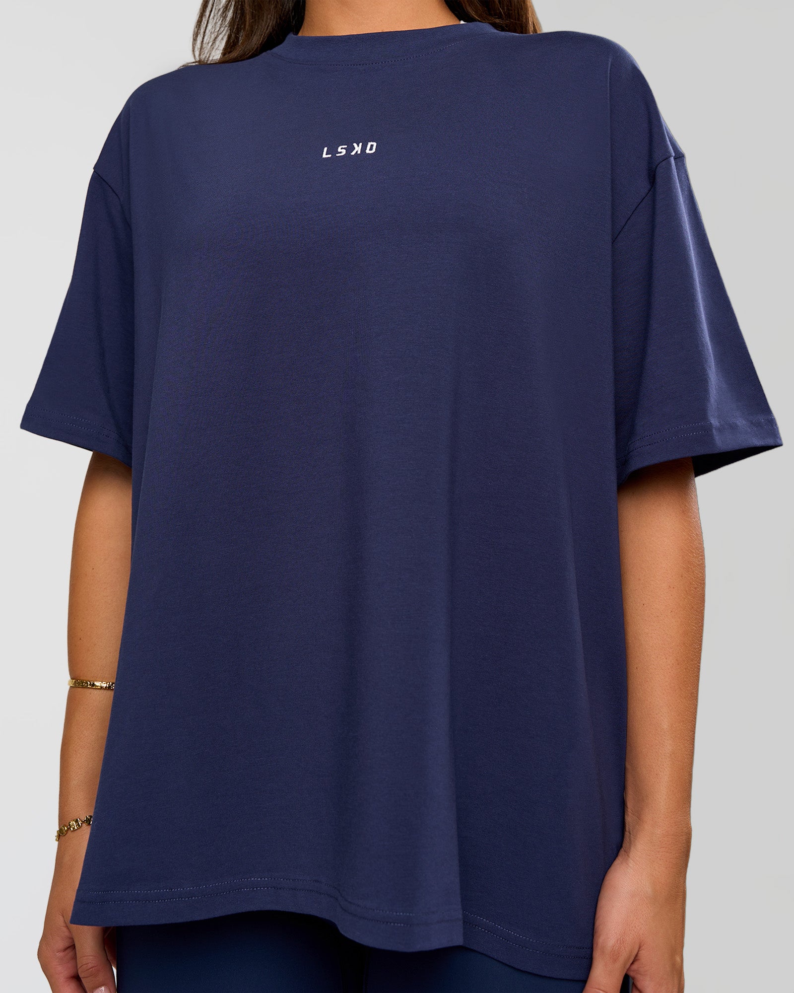 Go-To FLXCotton Oversized Tee - Future Navy-White | LSKD