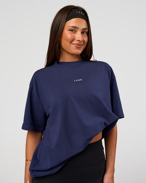トップス thehighlights big tee navy LTS PREMIUM Tall Womens Navy Blue V-Neck Modal T-Shirt | Long Tall