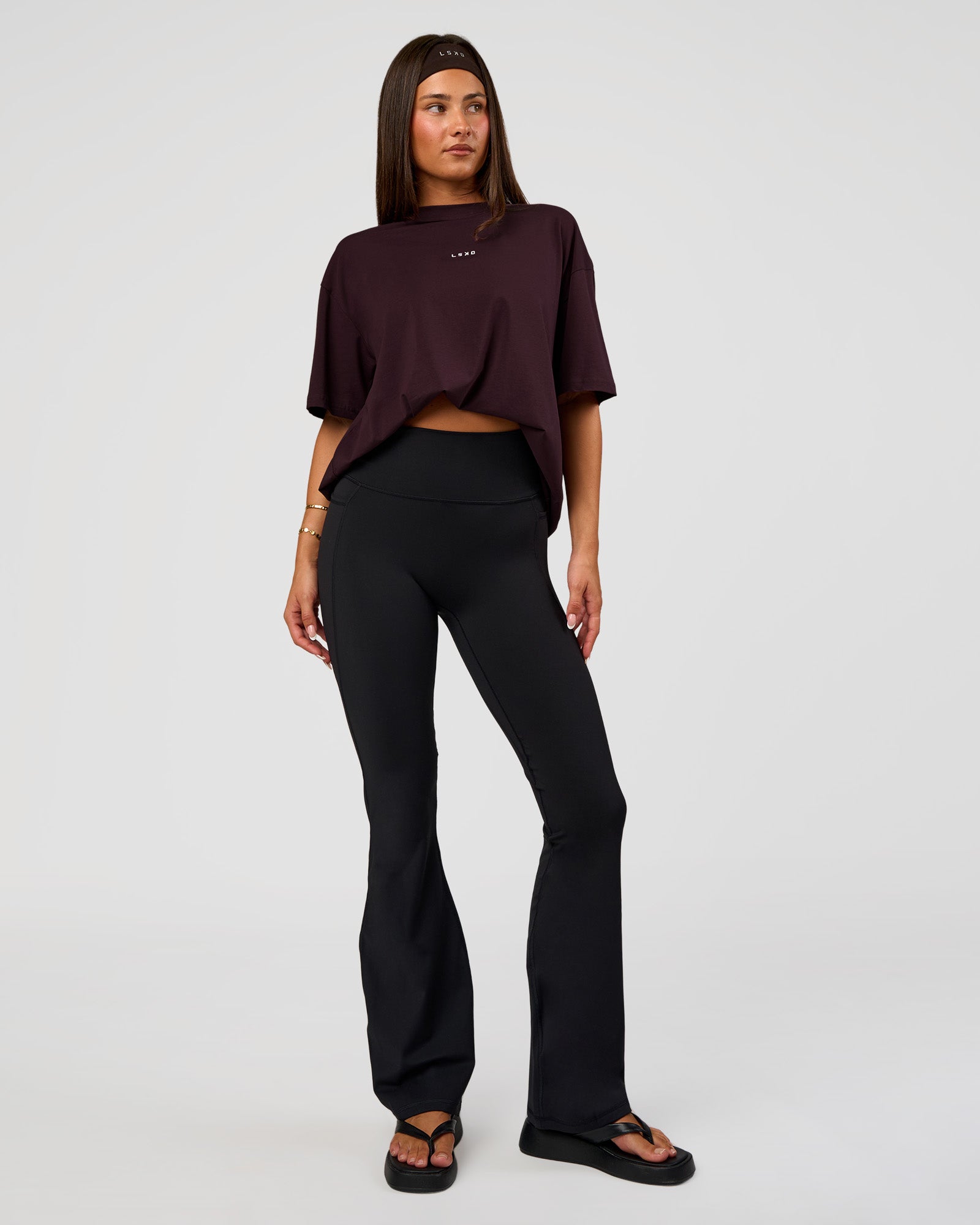 Go-To FLXCotton Oversized Tee - Midnight Plum-White | LSKD