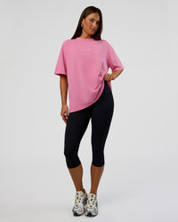 Woman wearing Go-To FLXCotton Oversized Tee - Sugar Plum Washed | Model:Bianca | Size:S