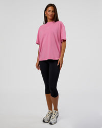 Woman wearing Go-To FLXCotton Oversized Tee - Sugar Plum Washed | Model:Bianca | Size:S