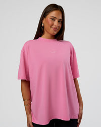 Woman wearing Go-To FLXCotton Oversized Tee - Sugar Plum Washed | Model:Bianca | Size:S