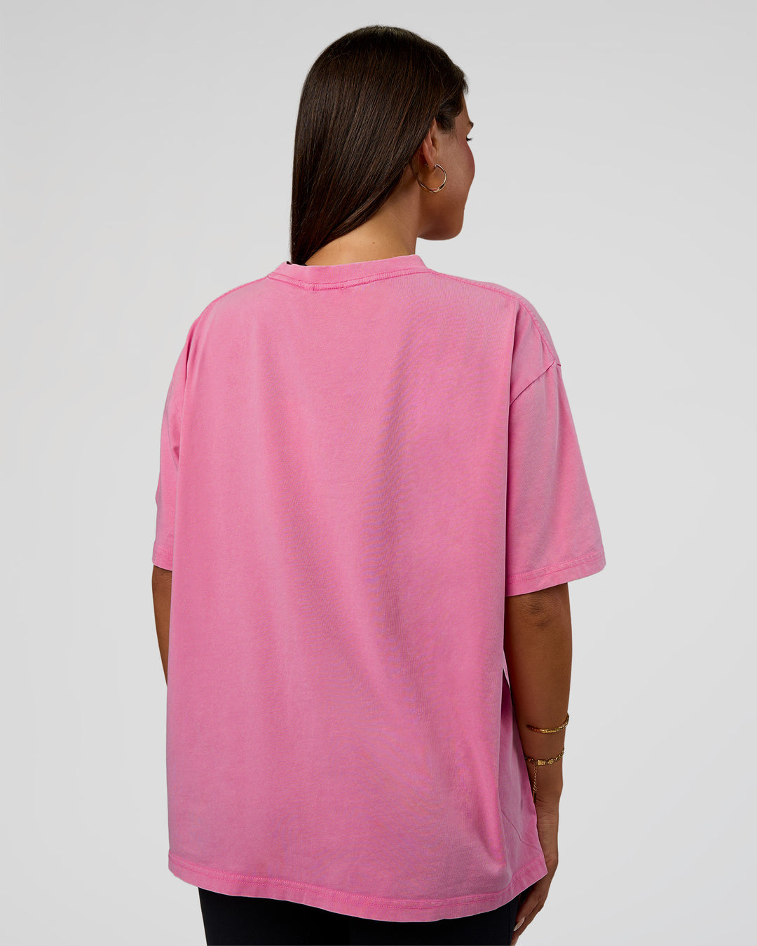 Woman wearing Go-To FLXCotton Oversized Tee - Sugar Plum Washed | Model:Bianca | Size:S