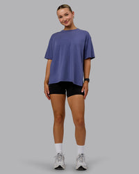 Woman wearing Go-To FLXCotton Oversized Tee Washed - Future Dusk