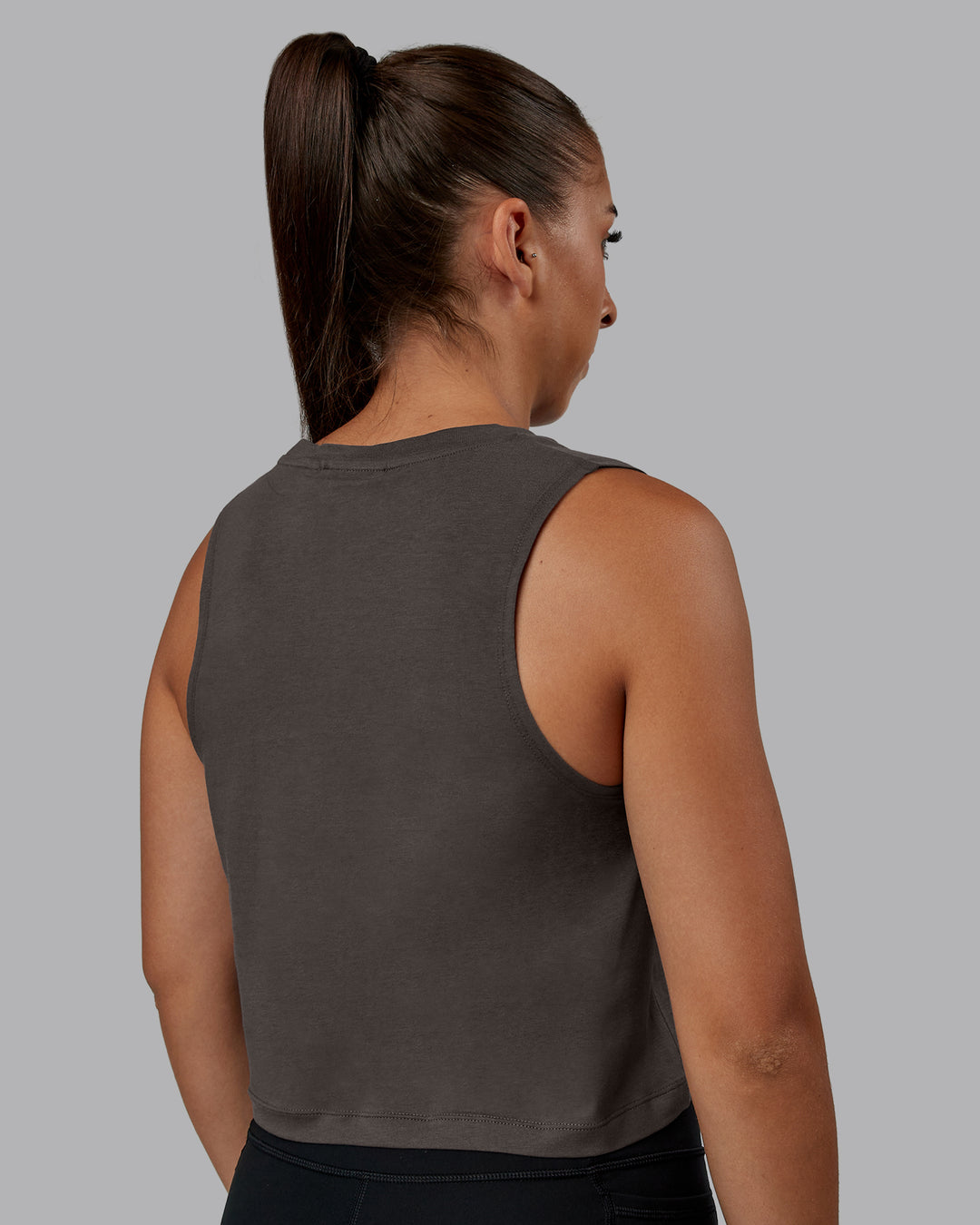 Woman wearing Go-To FLXCotton Tank in Dark Storm-White | Size:S | Model:Tylah